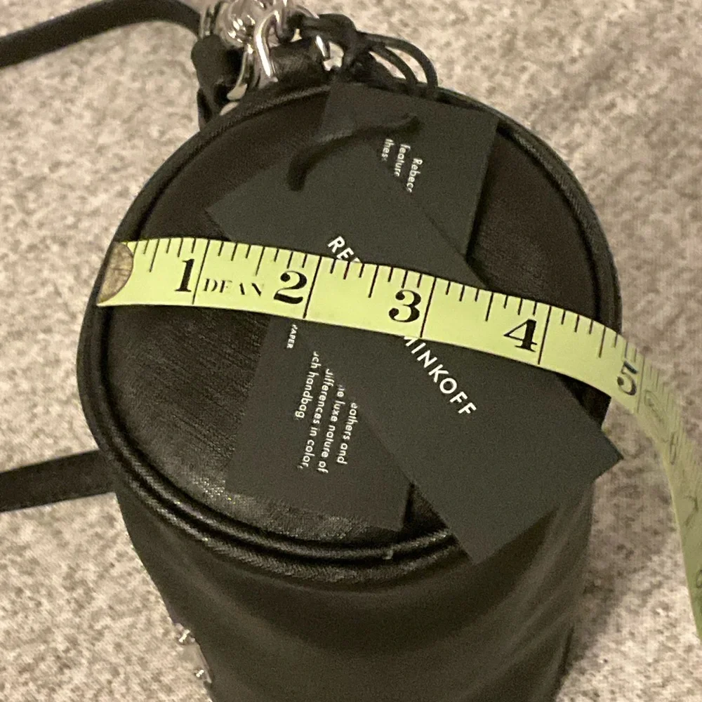 Rebecca Minkoff Barrel NWT Round BLACK LEATHER mini duffel Cylinder Crossbody